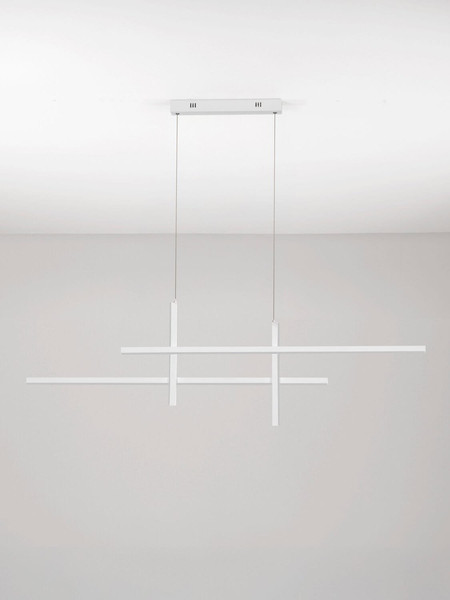 Nova Luce LED Pendelleuchte Antama dimmbar 40W warmweiss 3200K Weiß Stahl Aluminium 120x5,5cm 9081831