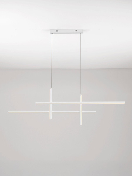 Nova Luce LED Pendelleuchte Antama dimmbar 40W warmweiss 3200K Weiß Stahl Aluminium 120x5,5cm 9081831