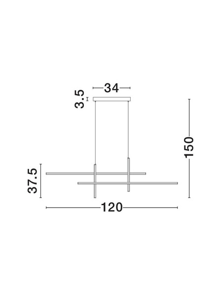 Nova Luce LED Pendelleuchte Antama dimmbar 40W warmweiss 3200K Weiß Stahl Aluminium 120x5,5cm 9081831