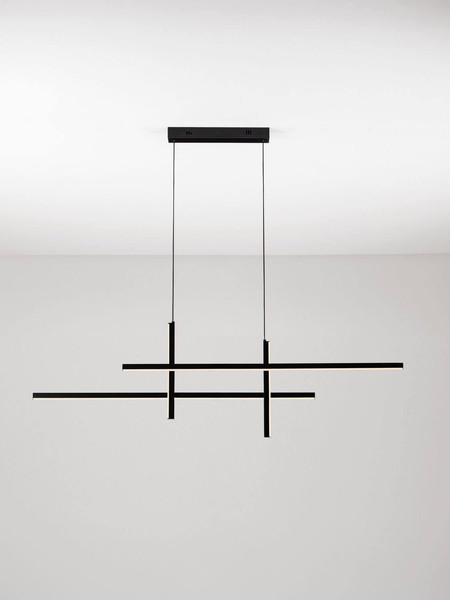 Nova Luce LED Pendelleuchte Antama dimmbar 40W warmweiss 3200K Schwarz Stahl Aluminium 120x5,5cm 9081832