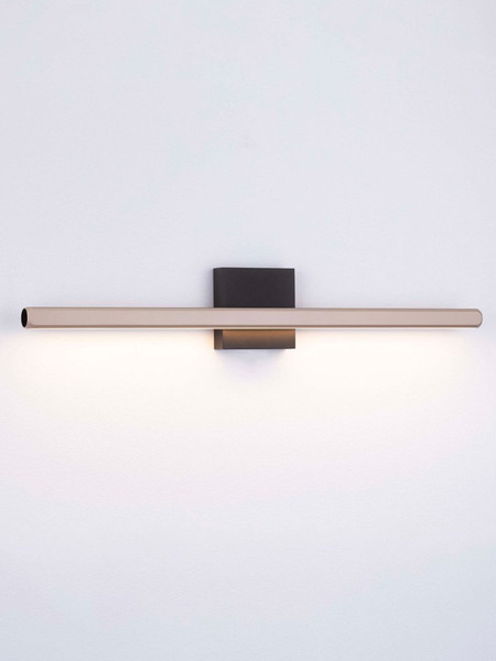 Nova Luce LED Wandleuchte Lios 8W warmweiss 3000K Champagnergold Schwarz Aluminium 62x10cm 9088110