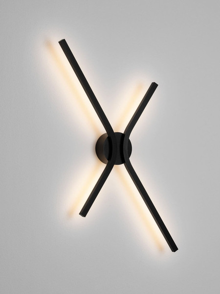 Nova Luce LED Wandleuchte Akro dimmbar 16W CCT warm-/neutralweiss 2700/3000/4000K Schwarz Aluminium 60x35cm 9088118
