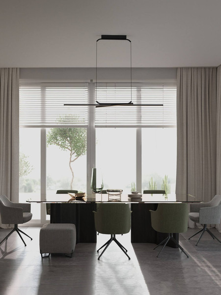 Nova Luce LED Pendelleuchte Akro dimmbar 41W CCT warm-/neutralweiss 2700/3000/4000K Schwarz Aluminium 120x30cm 9088119