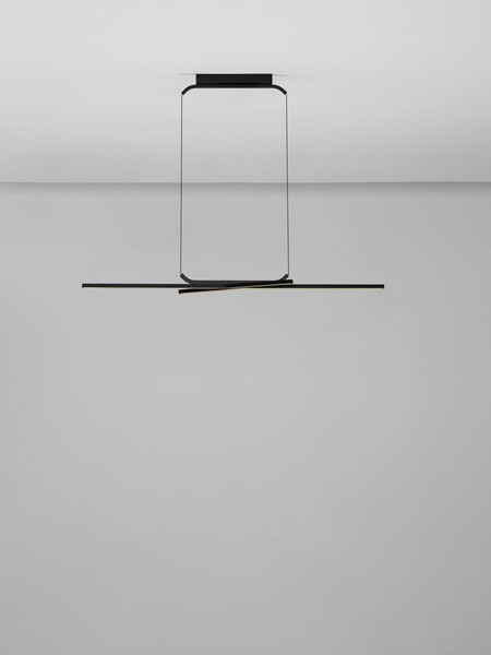 Nova Luce LED Pendelleuchte Akro dimmbar 41W CCT warm-/neutralweiss 2700/3000/4000K Schwarz Aluminium 120x30cm 9088119