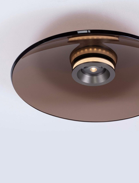 Nova Luce LED Deckenleuchte Esti dimmbar 33W warmweiss 3000K Dunkelbraun Nickel matt Glas Aluminium Ø50cm 9088126