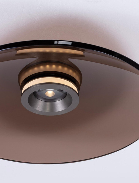 Nova Luce LED Deckenleuchte Esti dimmbar 33W warmweiss 3000K Dunkelbraun Nickel matt Glas Aluminium Ø50cm 9088126