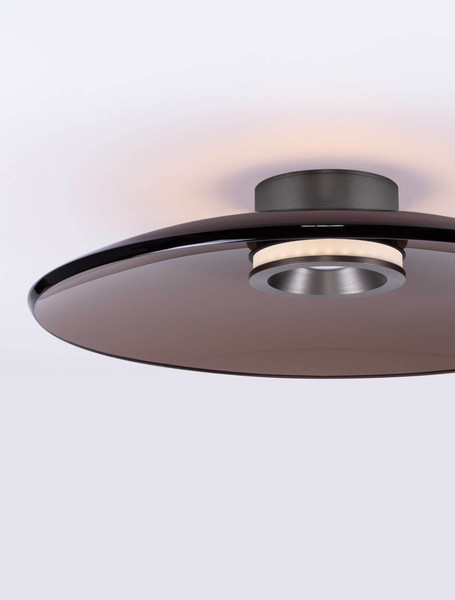 Nova Luce LED Deckenleuchte Esti dimmbar 33W warmweiss 3000K Dunkelbraun Nickel matt Glas Aluminium Ø50cm 9088126