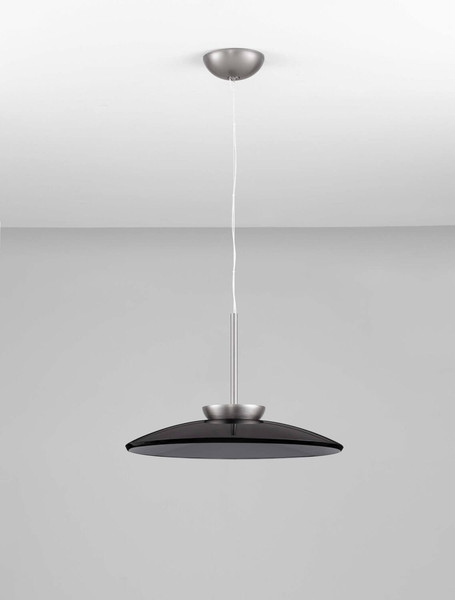 Nova Luce LED Pendelleuchte Esti dimmbar 21W warmweiss 3000K Rauchgrau Nickel matt Glas Aluminium Ø50cm 9088127