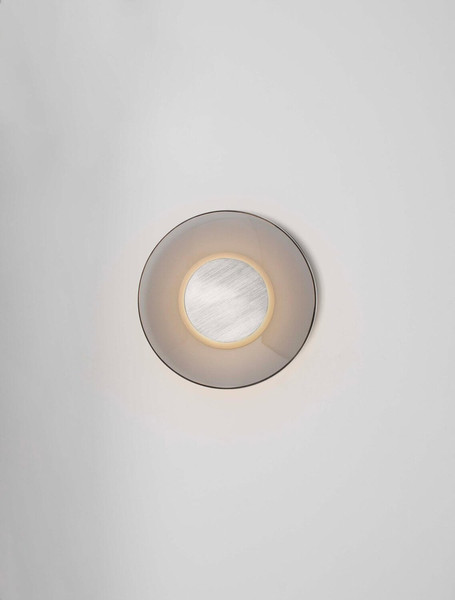 Nova Luce LED Wandleuchte Esti 17W warmweiss 3000K Rauchgrau Nickel matt Glas Aluminium Ø32cm 9088129