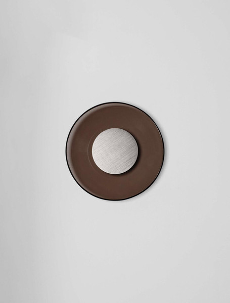 Nova Luce LED Wandleuchte Esti 17W warmweiss 3000K Dunkelbraun Nickel matt Glas Aluminium Ø32cm 9088130