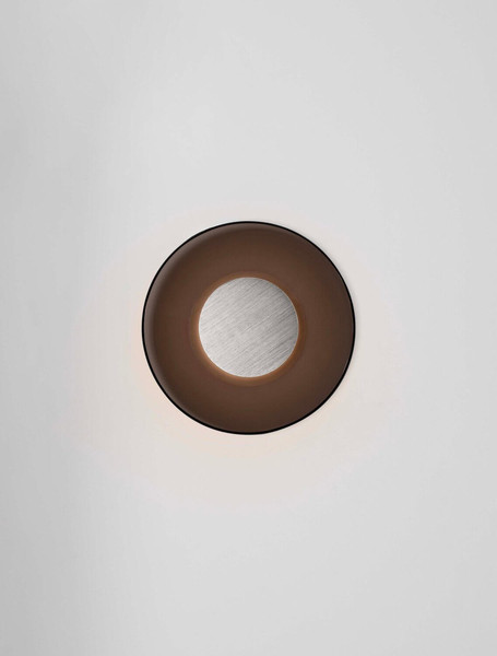 Nova Luce LED Wandleuchte Esti 17W warmweiss 3000K Dunkelbraun Nickel matt Glas Aluminium Ø32cm 9088130