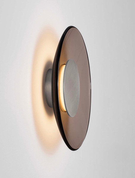 Nova Luce LED Wandleuchte Esti 17W warmweiss 3000K Dunkelbraun Nickel matt Glas Aluminium Ø32cm 9088130