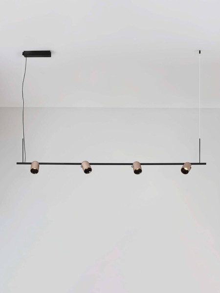 Nova Luce LED Pendelleuchte Sirmos dimmbar 30W warmweiss 3000K Champagnergold Schwarz Aluminium 150x6cm 9088131