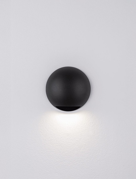 Nova Luce LED Außen-Wandleuchte Passo 3W warmweiss 3000K IP65 salzwasserfest Schwarz Aluminium Ø12cm 9136410