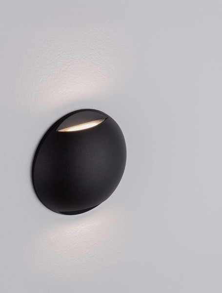 Nova Luce LED Außen-Wandleuchte Passo 4W warmweiss 3000K IP65 salzwasserfest Schwarz Aluminium Ø12cm 9136413