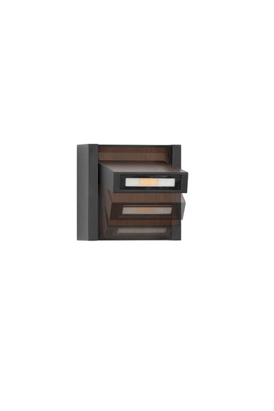 Nova Luce LED Außen-Wandleuchte Kioo 10W warmweiss 3000K IP65 salzwasserfest Schwarz Aluminium Holz 14x14cm 9136427