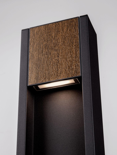 Nova Luce LED Außen-Wandleuchte Kioo 11W warmweiss 3000K IP65 salzwasserfest Schwarz Aluminium Holz 50x14cm 9136428
