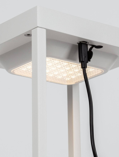 Nova Luce LED Akku-Stehleuchte Tegolo dimmbar 2W warmweiss 3000K USB IP54 Weiß Aluminium 39cm 9136432