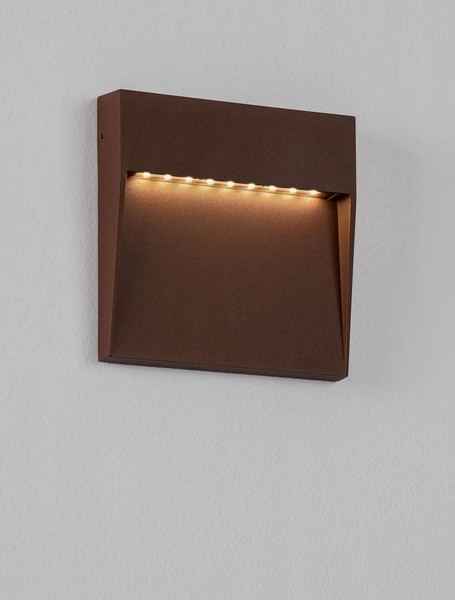 Nova Luce LED Außen-Wandleuchte Fem 5W warmweiss 3000K IP54 salzwasserfest Cortenstahl Aluminium 16x16cm 9136442