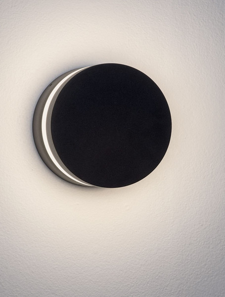 Nova Luce LED Außen-Wandleuchte Airy 8W warmweiss 3000K IP54 salzwasserfest Schwarz Aluminium Ø15cm 9136443