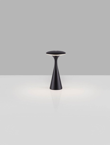 Nova Luce LED Akku-Tischleuchte Grigio dimmbar 2W CCT extra-warm-/warmweiss 2200/2700/3000K IP54 Schwarz Aluminium Ø10cm 9136452