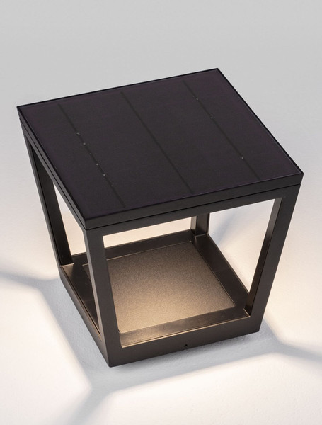 Nova Luce LED Solar-Sockelleuchte Cuppa 2W warmweiss 3000K Bewegungsmelder IP54 salzwasserfest Anthrazit Aluminium 24cm 9136464
