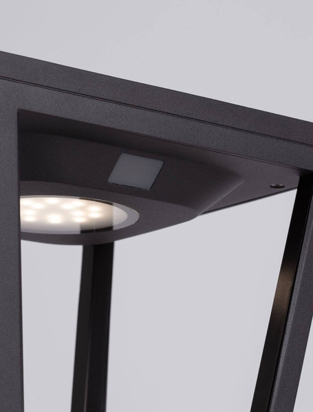 Nova Luce LED Solar-Sockelleuchte Cuppa 2W warmweiss 3000K Bewegungsmelder IP54 salzwasserfest Anthrazit Aluminium 24cm 9136464