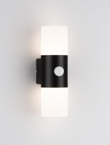 Nova Luce LED Außen-Wandleuchte Paul 10W warmweiss 3000K Bewegungsmelder IP65 salzwasserfest Schwarz Aluminium Ø8,5cm 9176107