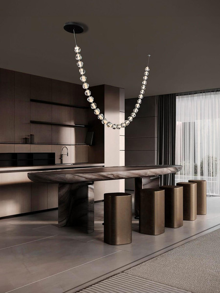 Nova Luce LED Pendelleuchte Ifos dimmbar 119W warmweiss 3000K Schwarz Chrom Metall 385x10cm 9186813