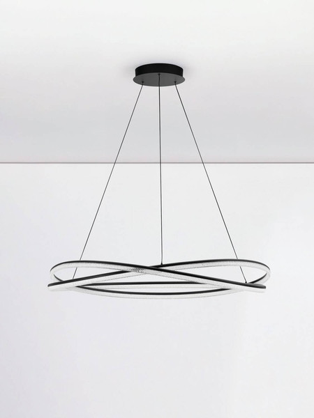 Nova Luce LED Pendelleuchte Ofelia dimmbar 68W warmweiss 3000K Schwarz Aluminium Ø95cm 9186935