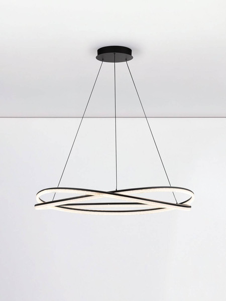 Nova Luce LED Pendelleuchte Ofelia dimmbar 68W warmweiss 3000K Schwarz Aluminium Ø95cm 9186935