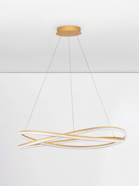 Nova Luce LED Pendelleuchte Ofelia dimmbar 68W warmweiss 3000K Messinggold Aluminium Ø95cm 9186936