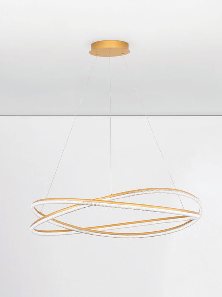 Nova Luce LED Pendelleuchte Ofelia dimmbar 68W warmweiss 3000K Messinggold Aluminium Ø95cm 9186936