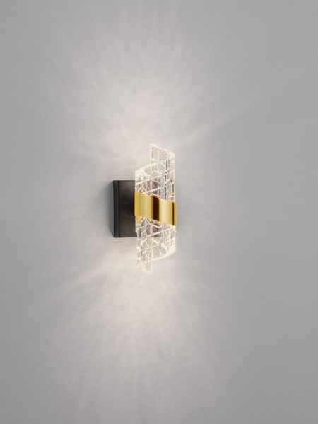 Nova Luce LED Wandleuchte Seneca 9W warmweiss 3000K Platingold Schwarz Metall 22x12cm 9186938