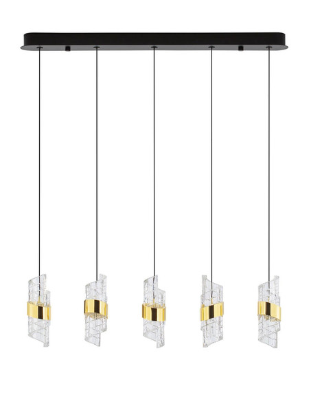 Nova Luce LED Pendelleuchte Seneca 41W warmweiss 3000K Platingold Schwarz Metall 83x7,5cm 9186940