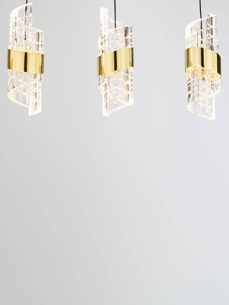 Nova Luce LED Pendelleuchte Seneca 41W warmweiss 3000K Platingold Schwarz Metall 83x7,5cm 9186940