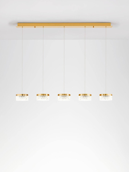 Nova Luce LED Pendelleuchte Bion 32W warmweiss 3000K Messinggold Metall 115x15cm 9186943
