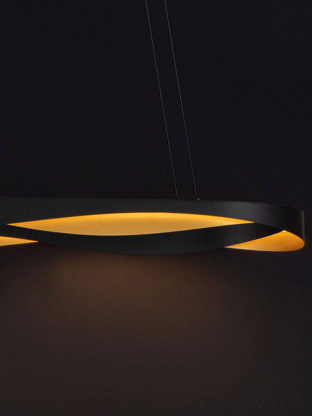 Nova Luce LED Pendelleuchte Radon dimmbar 63W warmweiss 3000K Schwarz Gold Aluminium 100x36cm 9186949