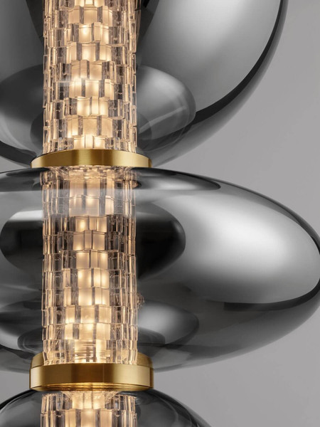 Nova Luce LED Pendelleuchte Navi 20W warmweiss 3000K Messinggold Rauchgrau Glas Metall Ø25,5cm 9186952