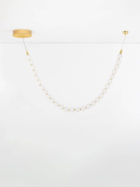 Nova Luce LED Pendelleuchte Perla dimmbar 48W warmweiss 3000K Gold Opal Glas Metall 116x24cm 9186955