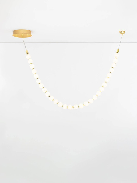 Nova Luce LED Pendelleuchte Perla dimmbar 48W warmweiss 3000K Gold Opal Glas Metall 116x24cm 9186955