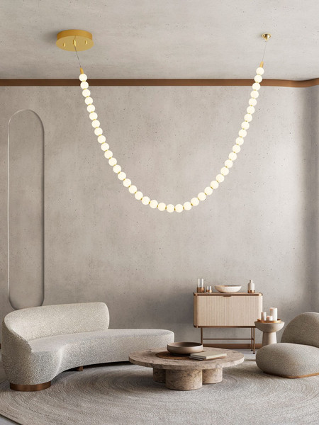 Nova Luce LED Pendelleuchte Perla dimmbar 69W warmweiss 3000K Gold Opal Glas Metall 115cm 9186956