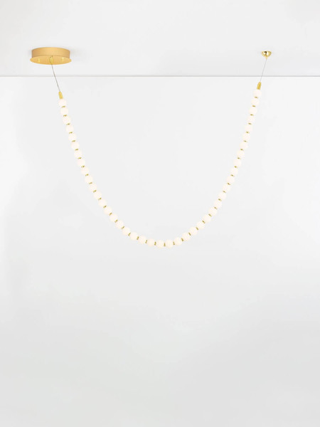 Nova Luce LED Pendelleuchte Perla dimmbar 69W warmweiss 3000K Gold Opal Glas Metall 115cm 9186956