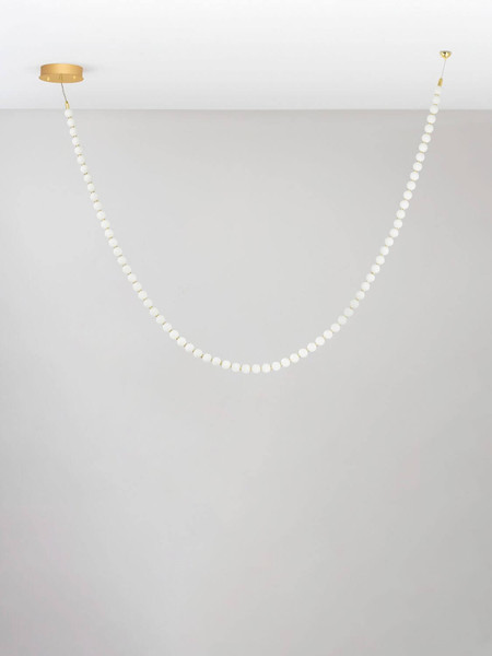 Nova Luce LED Pendelleuchte Perla dimmbar 109W warmweiss 3000K Gold Opal Glas Metall 500cm 9186957
