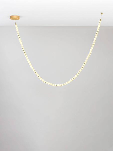 Nova Luce LED Pendelleuchte Perla dimmbar 109W warmweiss 3000K Gold Opal Glas Metall 500cm 9186957