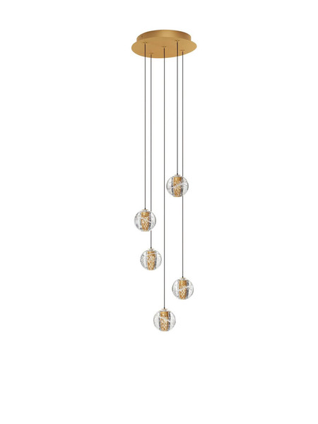 Nova Luce LED Pendelleuchte Licio dimmbar 16W warmweiss 3000K Gold Glas Metall Ø31cm 9186960