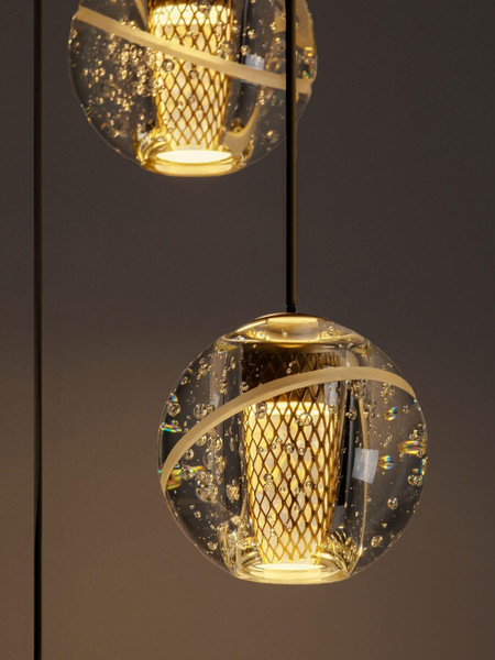 Nova Luce LED Pendelleuchte Licio dimmbar 16W warmweiss 3000K Gold Glas Metall Ø31cm 9186960