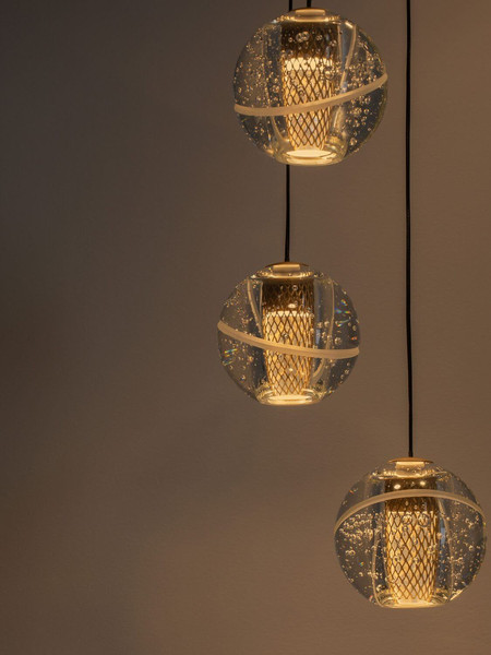Nova Luce LED Pendelleuchte Licio dimmbar 16W warmweiss 3000K Gold Glas Metall Ø31cm 9186960