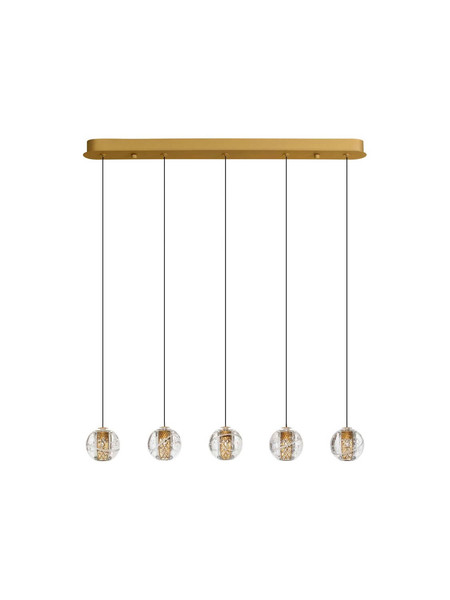 Nova Luce LED Pendelleuchte Licio dimmbar 16W warmweiss 3000K Gold Glas Metall 18x12cm 9186961