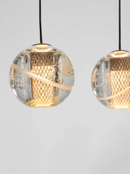 Nova Luce LED Pendelleuchte Licio dimmbar 16W warmweiss 3000K Gold Glas Metall 18x12cm 9186961